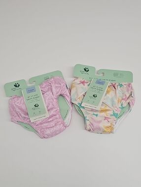 Green Sprouts Kids All‑In‑One Swim Diaper — Purple & Multicolor Starfish 24 M
